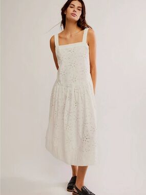 Free People White Eyelet Midi Dress